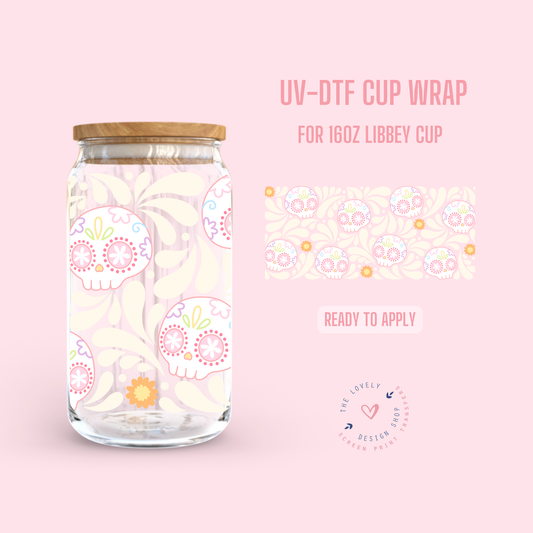 Calaveritas - UV DTF 16 oz Libbey Cup Wrap - Jul 22
