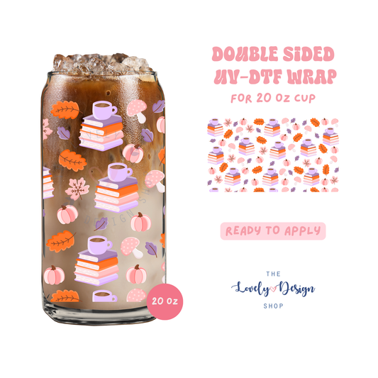 Bookish And Cozy - UV DTF 20 oz Libbey Cup Wrap - Aug 8