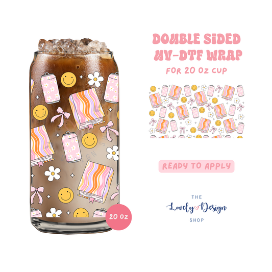 Bookish And Happy - UV DTF 20 oz Libbey Cup Wrap - Aug 8