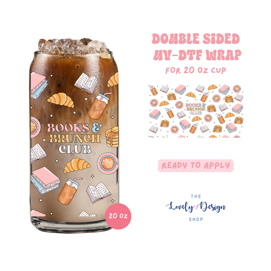 Books & Brunch Club - UV DTF 20 oz Libbey Cup Wrap - Aug 8