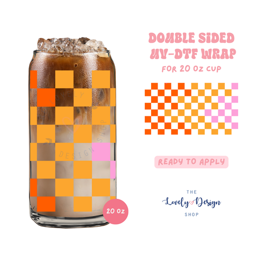 Checkered - UV DTF 20 oz Libbey Cup Wrap - Aug 8