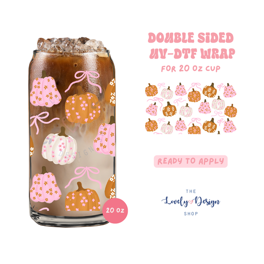 Coquette Pumpkins - UV DTF 20 oz Libbey Cup Wrap - Aug 8