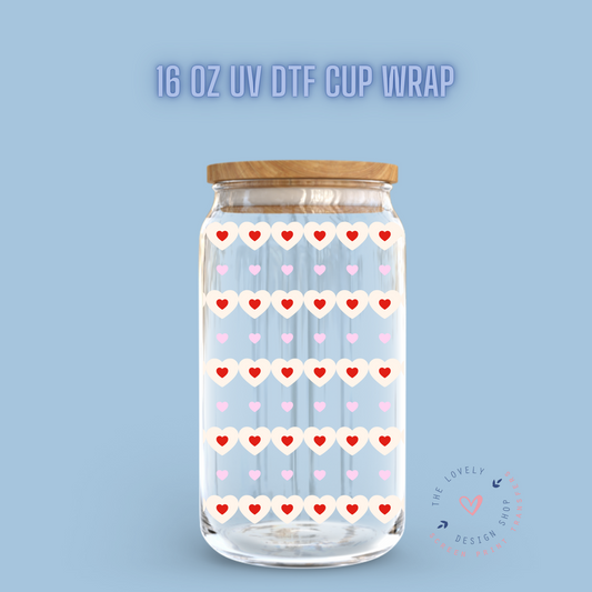 Oh My Hearts - UV DTF 16 oz Libbey Cup Wrap (Ready to Ship) Jan 8