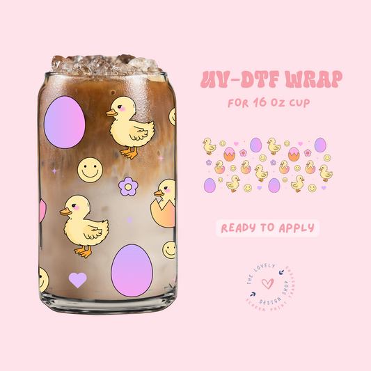 Easter Chicks - UV DTF 16 oz Libbey Cup Wrap - Feb 24