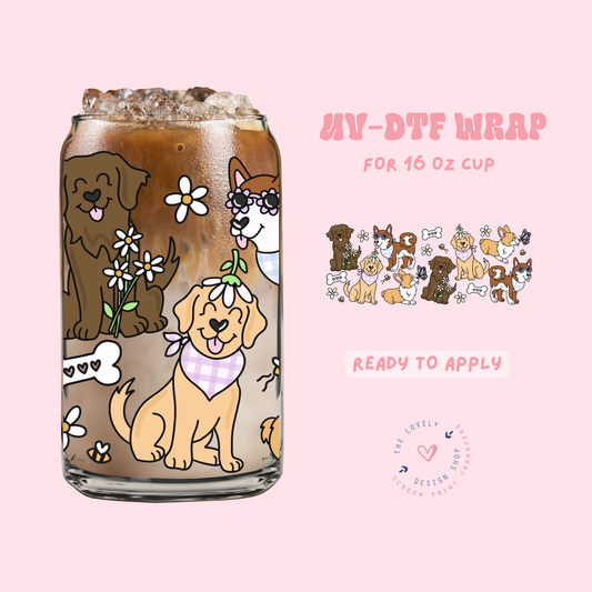 Spring Pups - UV DTF 16 oz Libbey Cup Wrap - Jan 27