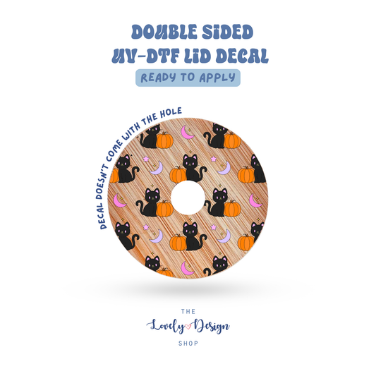 Black Cat Pumpkins - UV DTF Lid Decal - Aug 27