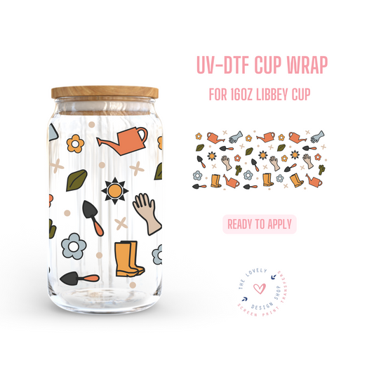 Gardening - UV DTF 16 oz Libbey Cup Wrap (Ready to Ship) May 13
