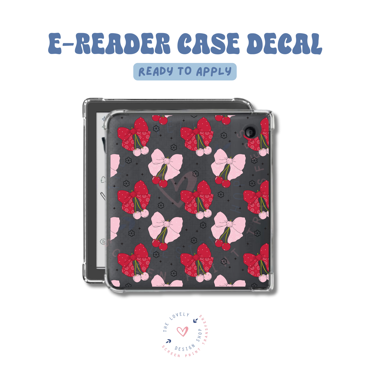 Cherry Bow - UV DTF E-Reader Decal - Feb 19