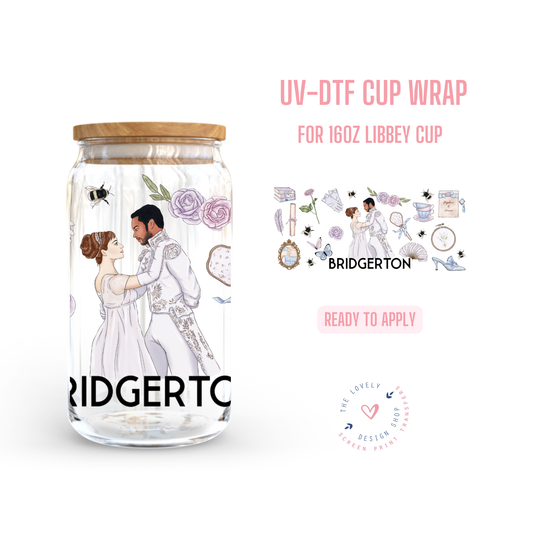 Regency Love Story - UV DTF 16 oz Libbey Cup Wrap (Ready to Ship) Jul 1