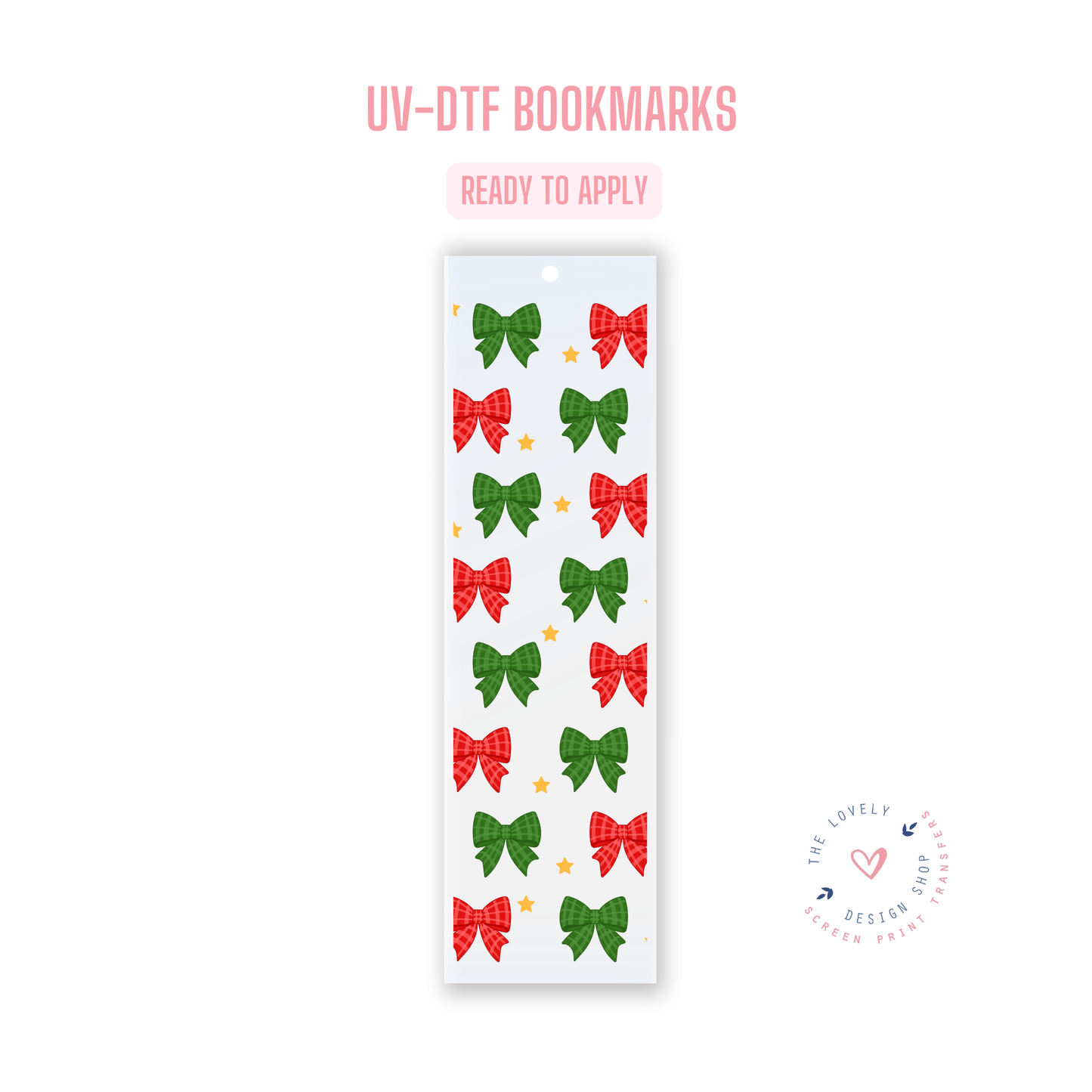 Christmas Bows - UV DTF Bookmark Decal - Sep 16