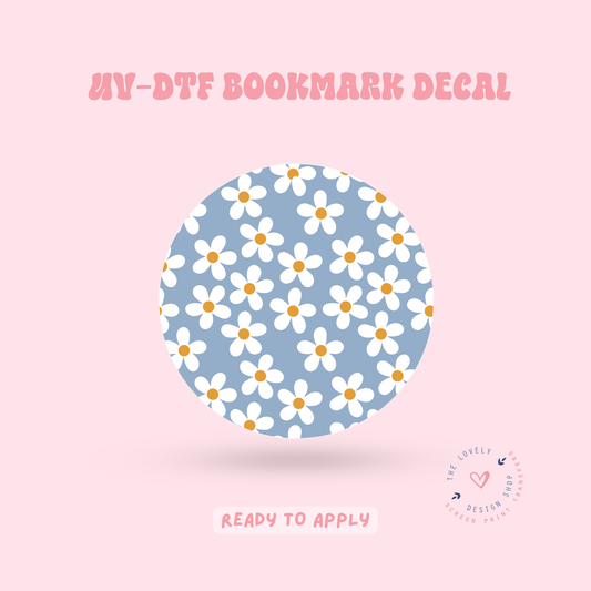 Blue Daisies - UV DTF Coaster Decal - Jan 27