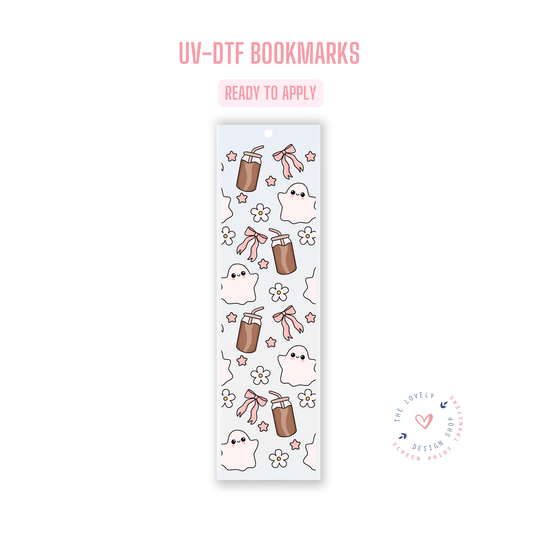 Girly Ghostie Coffee - UV DTF Bookmark Decal (Ready to Ship) Jun 17