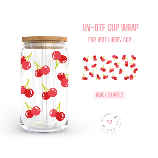 Oh Cherries! - UV DTF 16 oz Libbey Cup Wrap (Ready to Ship) Jun 17