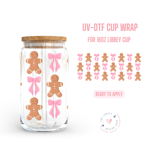 Gingerbread Bow - UV DTF 16 oz Libbey Cup Wrap - Nov 12