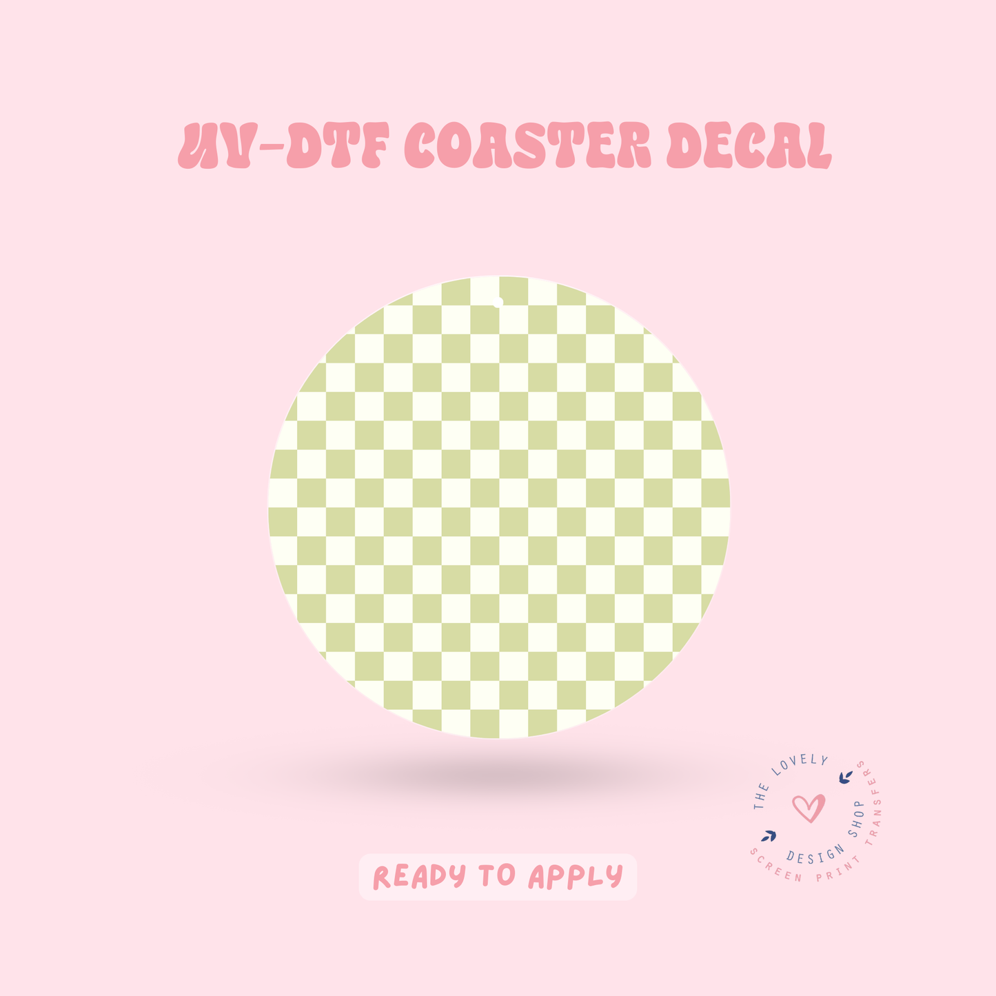 Green And Cream Checkered - UV DTF Coaster Decal - Feb 4