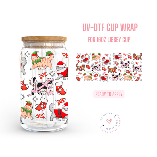 Cats Merry And Bright - UV DTF 16 oz Libbey Cup Wrap - Oct 8