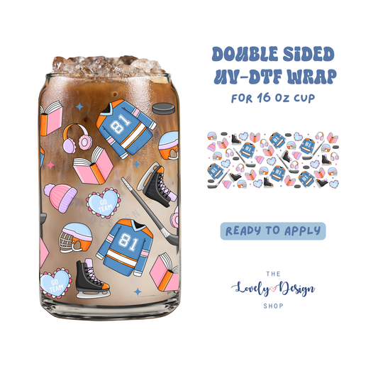 Hockey Romance - UV DTF 16 oz Libbey Cup Wrap - May 10