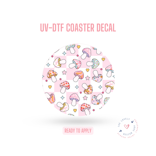 Pastel Pattern Mushroom - UV DTF Coaster Decal - Sep 9