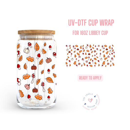 Tiny Fall Elements - UV DTF 16 oz Libbey Cup Wrap - Aug 12