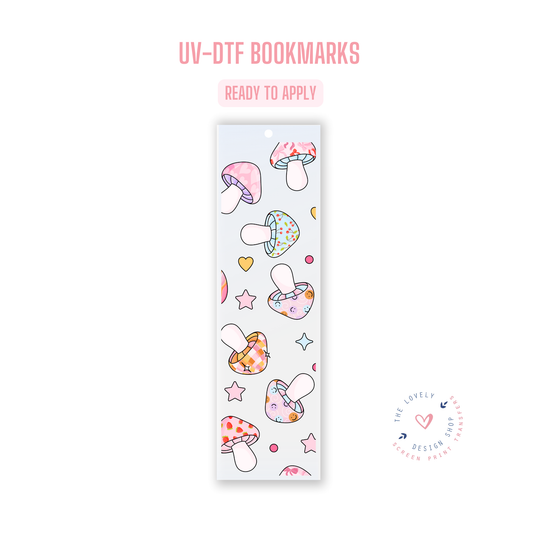 Pastel Pattern Mushrooms - UV DTF Bookmark Decal - Sep 9