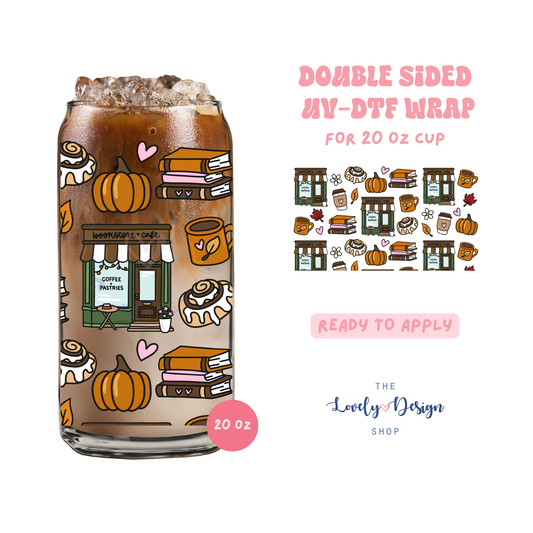 Fall Bookstore - UV DTF 20 oz Libbey Cup Wrap - Aug 8