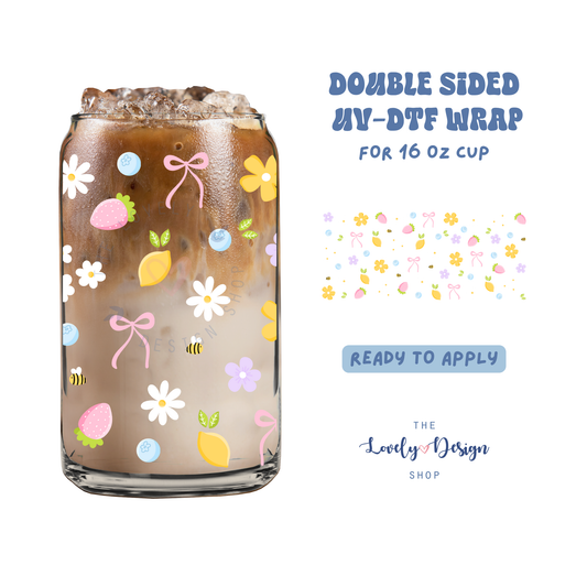 Fruity Floral - UV DTF 16 oz Libbey Cup Wrap - Aug 8