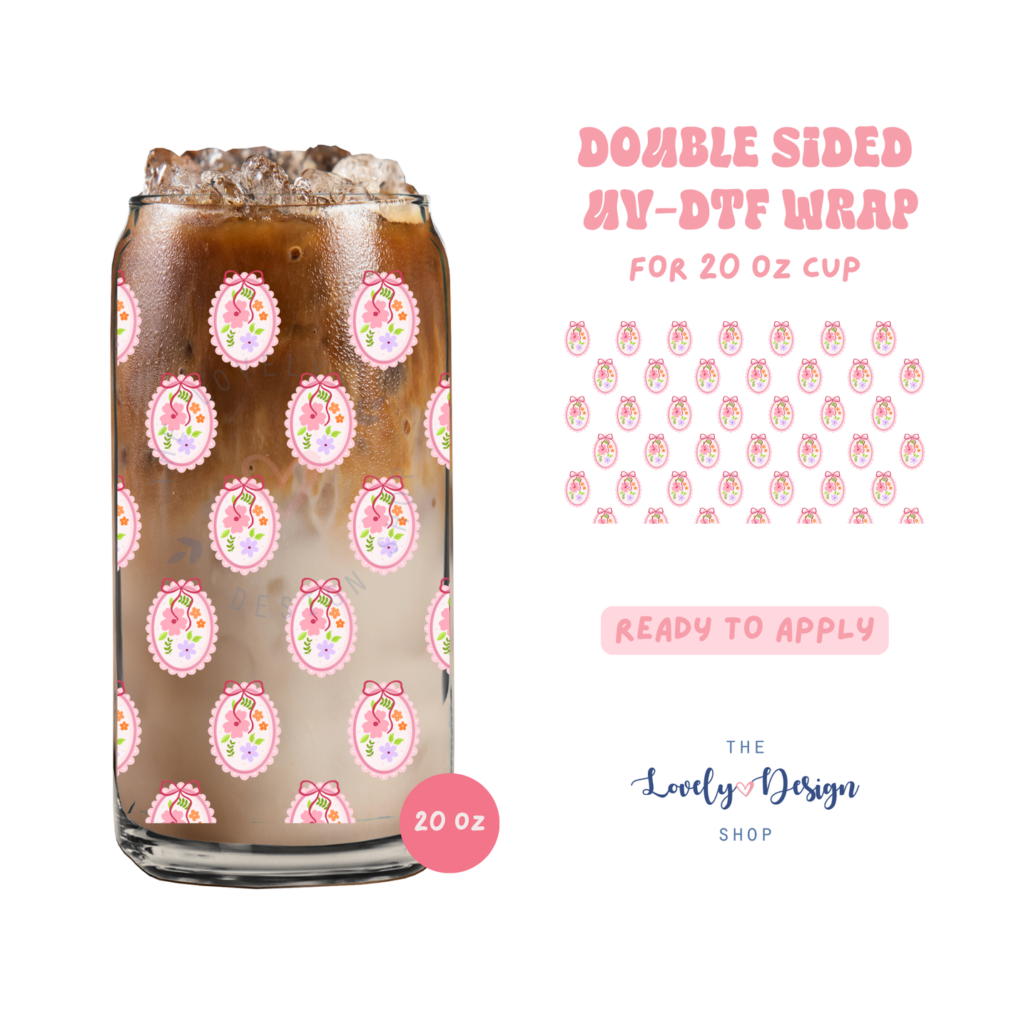 Flower Frames - UV DTF 20 oz Libbey Cup Wrap - Aug 8