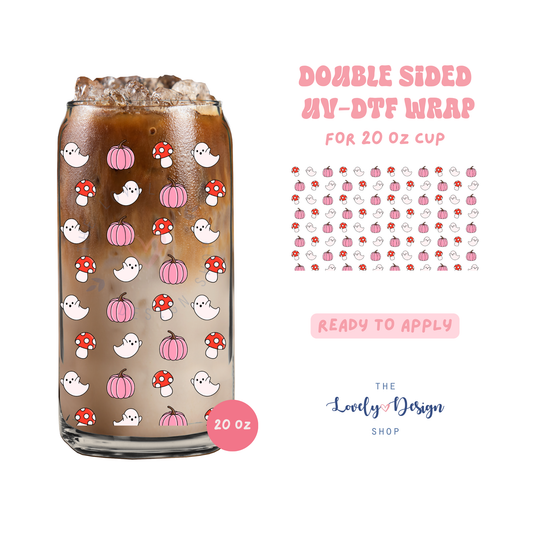 Ghosties And Mushies - UV DTF 20 oz Libbey Cup Wrap - Aug 8