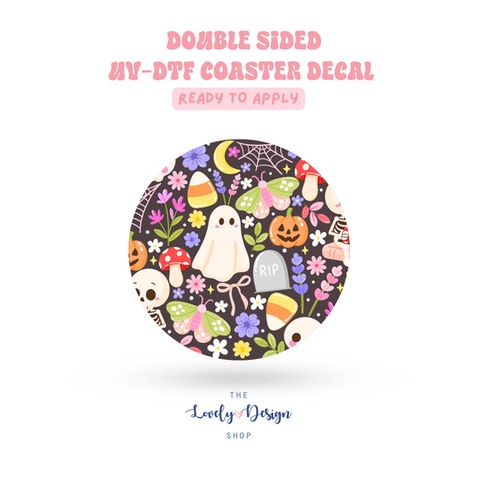 Pastel Spooky Garden - UV DTF Coaster Decal - Aug 27