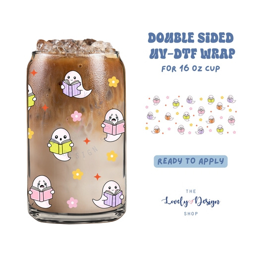 Bookish Cutie Ghosts - UV DTF 16 oz Libbey Cup Wrap - Aug 8