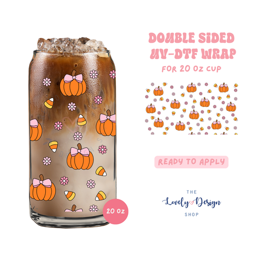 Pumpkin Candy Corn - UV DTF 20 oz Libbey Cup Wrap - Aug 8