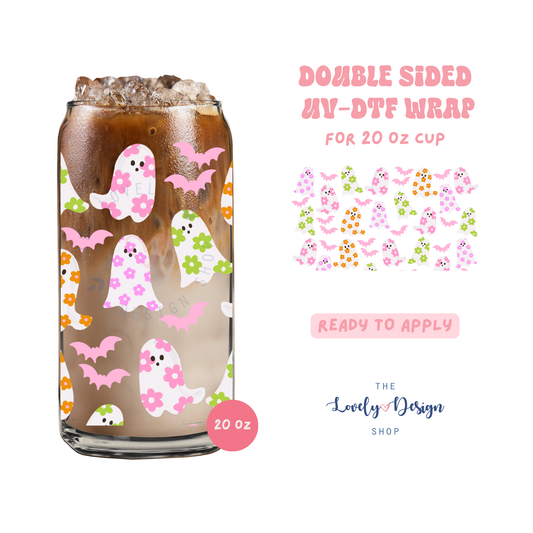 Daisy Ghosts - UV DTF 20 oz Libbey Cup Wrap - Aug 8