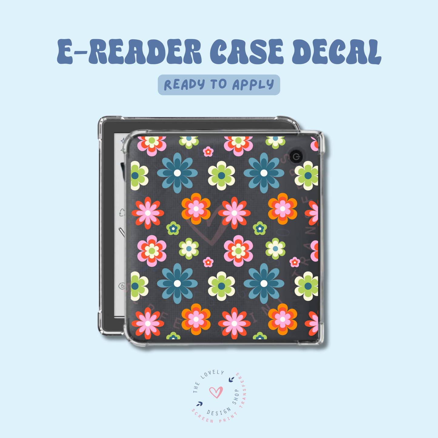 Retro Flowers 70's - UV DTF E-Reader Decal - Feb 12