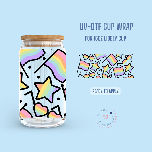 Pastel Pride - UV DTF 16 oz Libbey Cup Wrap (Ready to Ship)