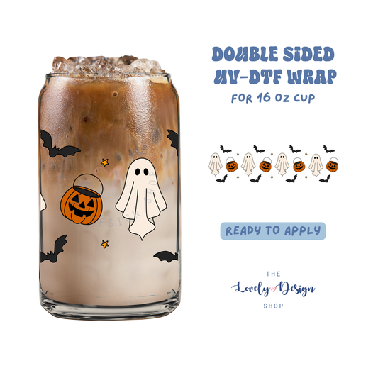 Ghosts Trick Or Treat - UV DTF 16 oz Libbey Cup Wrap - Aug 8