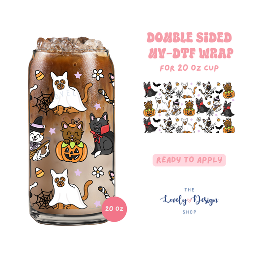 Spooky Cats - UV DTF 20 oz Libbey Cup Wrap - Aug 8
