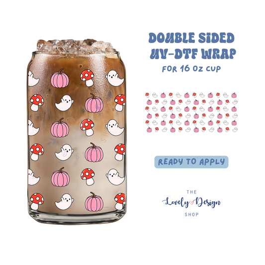Ghosties And Mushies - UV DTF 16 oz Libbey Cup Wrap - Aug 8