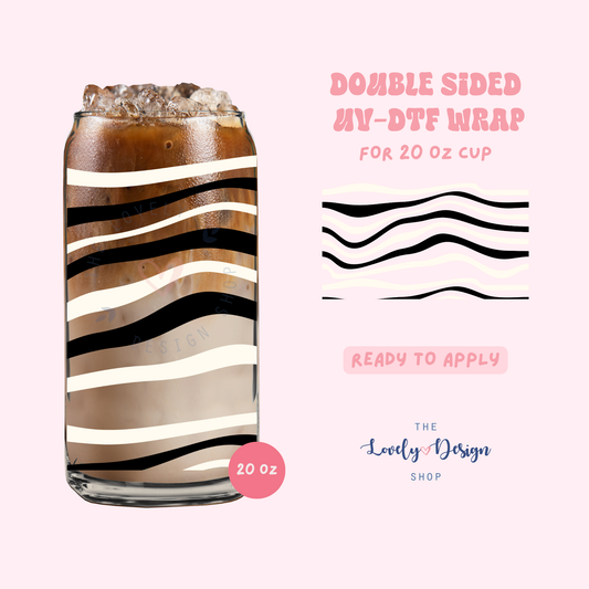 Zebra Stripes - UV DTF 20 oz Libbey Cup Wrap - Aug 8