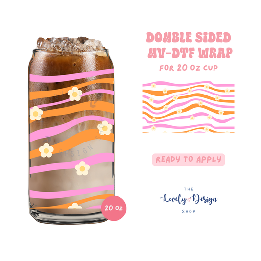 Daisy Stripes - UV DTF 20 oz Libbey Cup Wrap - Aug 8