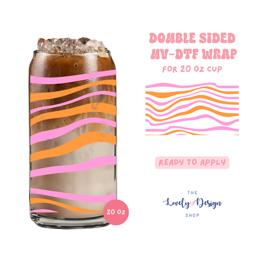 Orange And Pink Stripes - UV DTF 20 oz Libbey Cup Wrap - Aug 8