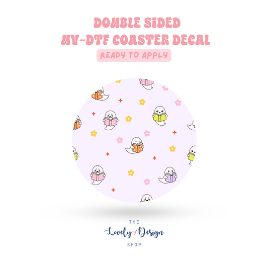 Bookish Cutie Ghosts - UV DTF Coaster Decal - Aug 8
