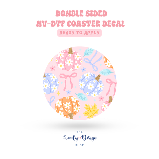 Whimsical Pastel Pumpkins - UV DTF Coaster Decal - Aug 27
