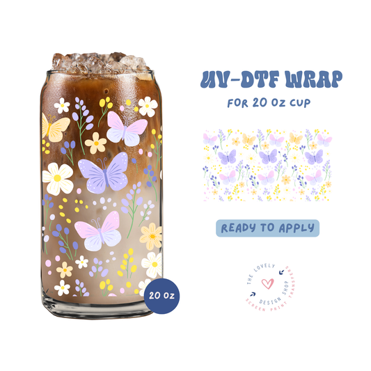 Butterfly Floral Dream - UV DTF 20 oz Libbey Cup Wrap - Feb 24