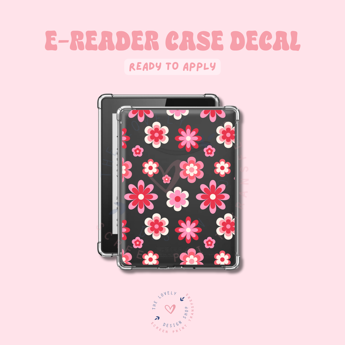 Retro Flowers Pinks - UV DTF E-Reader Decal - Feb 12