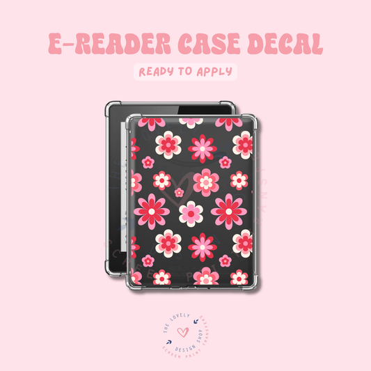 Retro Flowers Pinks - UV DTF E-Reader Decal - Feb 12