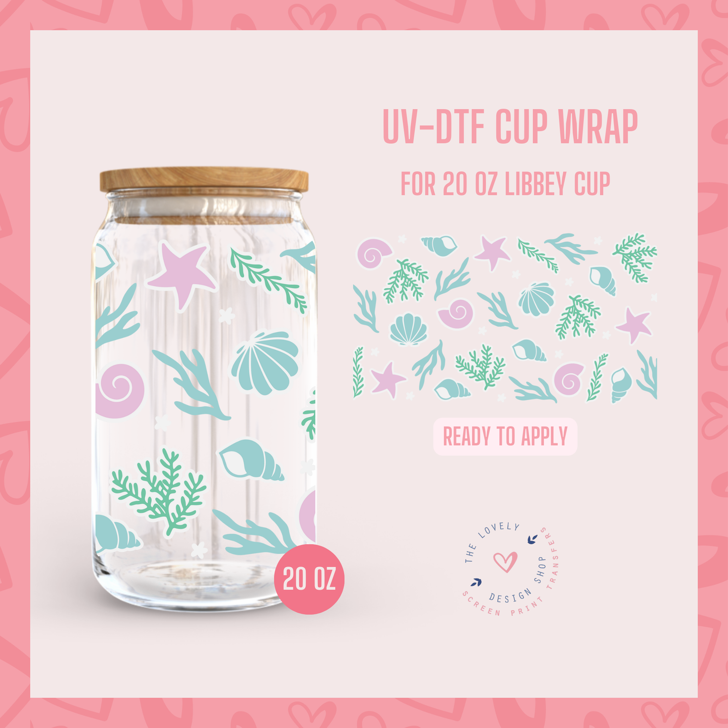 Under The Sea - UV DTF 20 oz Libbey Cup Wrap (Ready to Ship) Jun 24
