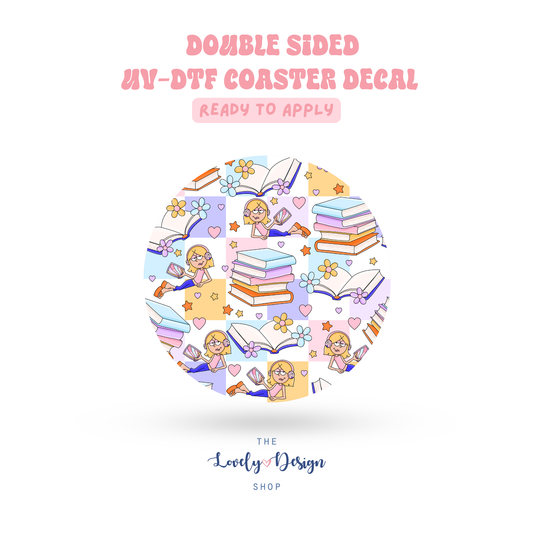 Liz Books - UV DTF Coaster Decal - Aug 8
