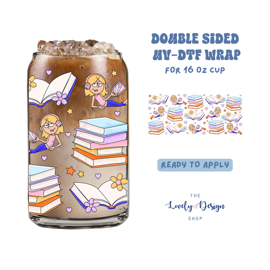 Liz Books - UV DTF 16 oz Libbey Cup Wrap - Aug 8
