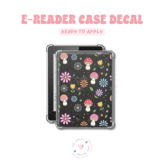 Spring Mushroom Doodles - UV DTF E-Reader Decal - Feb 12