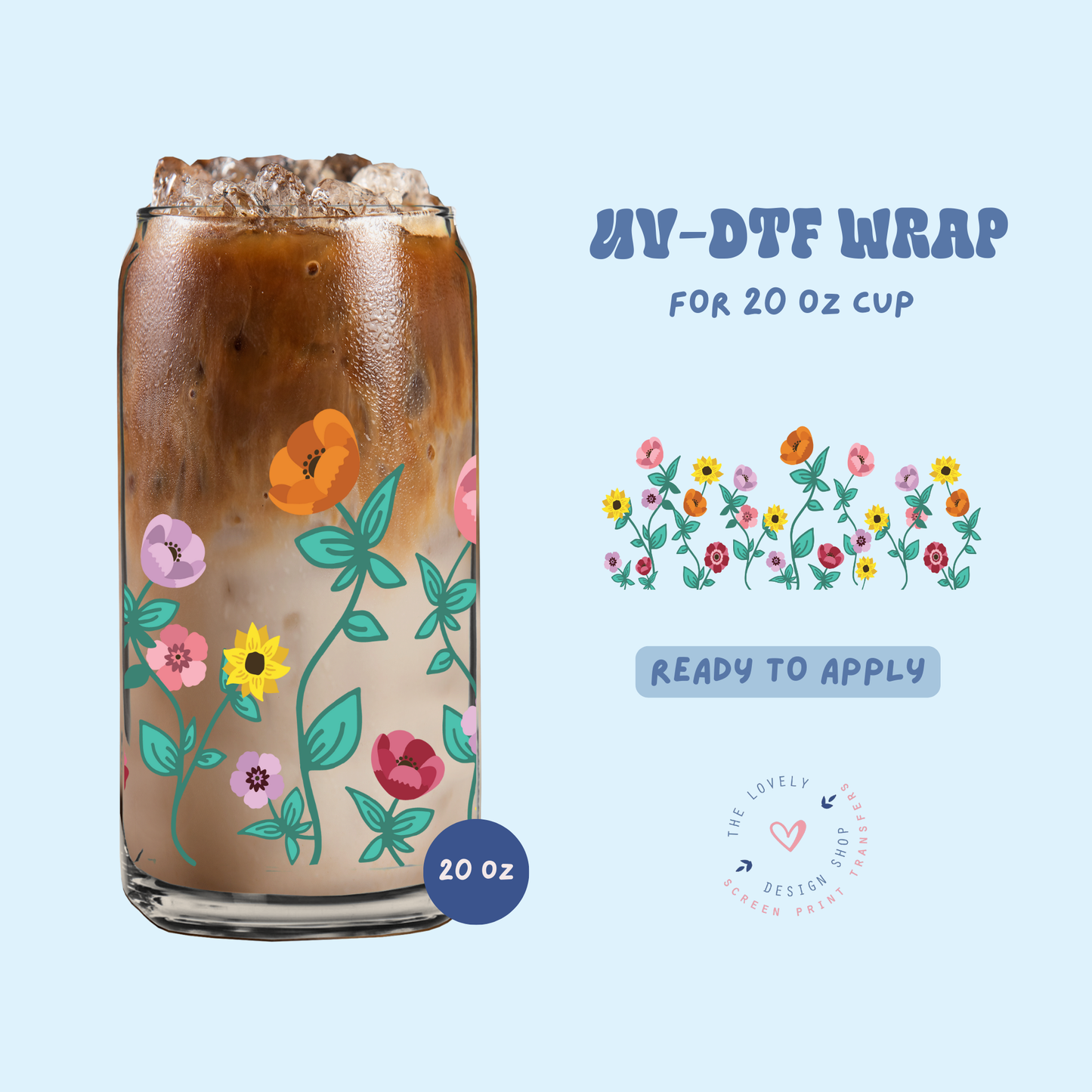 Eras Piano Flowers - UV DTF 20 oz Libbey Cup Wrap - Feb 24
